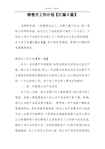 销售月工作计划【汇编8篇】