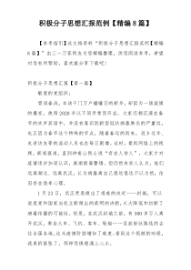 积极分子思想汇报范例【精编8篇】