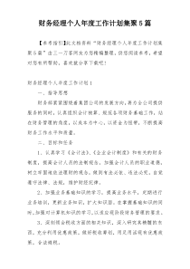 财务经理个人年度工作计划集聚5篇
