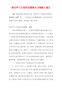 理论学习方面的问题集合【精编4篇】