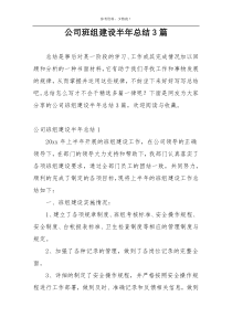 公司班组建设半年总结3篇
