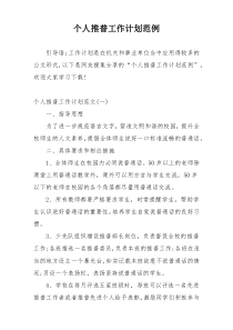 个人推普工作计划范例