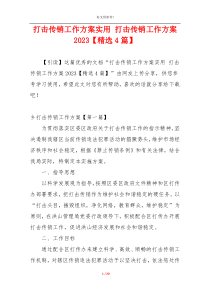 打击传销工作方案实用 打击传销工作方案2023【精选4篇】