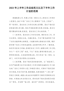 2023年上半年工作总结范文以及下半年工作计划的范例