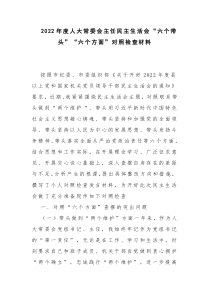2022年度人大常委会主任民主生活会“六个带头”“六个方面”对照检查材料