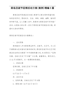 商场圣诞节促销活动方案(案例)精编5篇