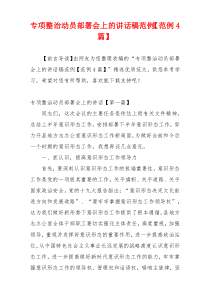 专项整治动员部署会上的讲话稿范例【范例4篇】