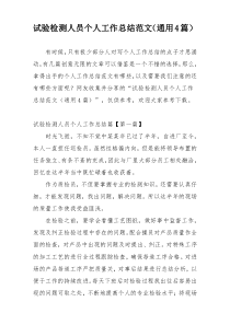 试验检测人员个人工作总结范文（通用4篇）