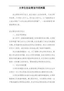 大学生创业策划书范例篇