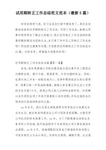试用期转正工作总结范文范本（最新5篇）