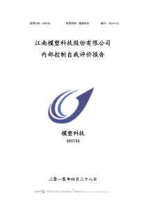 模塑科技：内部控制自我评价报告 XXXX-04-28