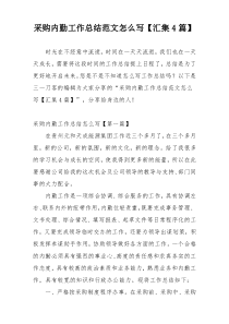 采购内勤工作总结范文怎么写【汇集4篇】