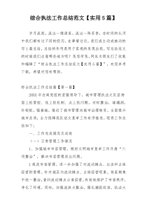综合执法工作总结范文【实用5篇】