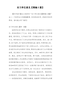 实习单位意见【精编5篇】