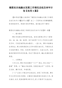 镇落实兵地融合发展工作情况总结及来年计划【实用4篇】