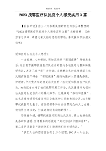 2023援鄂医疗队抗疫个人感受实用3篇