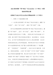 2023深刻领悟“两个确立”民主生活会（六个带头）对照检查材料集合篇