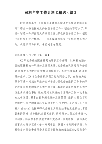 司机年度工作计划【精选4篇】
