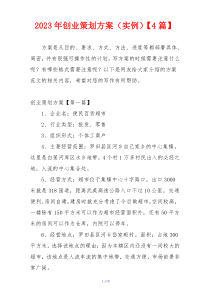 2023年创业策划方案（实例）【4篇】