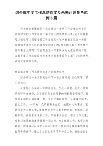 综合部年度工作总结范文及未来计划参考范例3篇