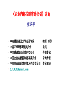 第九讲_张龙平_企业内部控制审计指引讲解