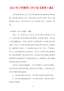 2023年小学教师工作计划【推荐5篇】