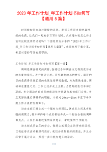 2023年工作计划_年工作计划书如何写【通用5篇】