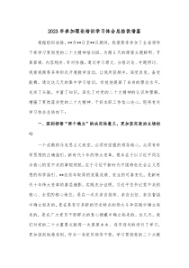2023年参加理论培训学习体会总结供借鉴