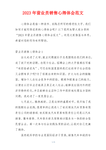 2023年营业员销售心得体会范文