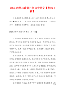 2023形势与政策心得体会范文【热选4篇】