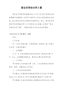 营业员劳动合同3篇