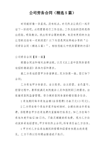公司劳务合同（精选5篇）