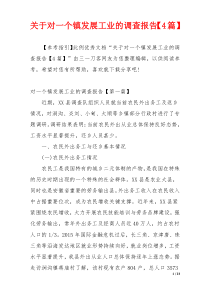 关于对一个镇发展工业的调查报告【4篇】