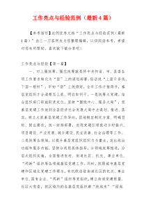 工作亮点与经验范例（最新4篇）