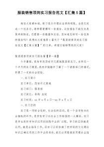 服装销售顶岗实习报告范文【汇集5篇】
