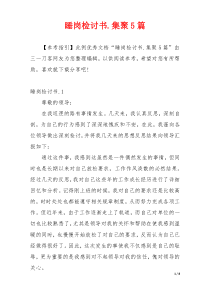 睡岗检讨书.集聚5篇