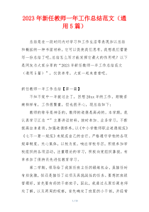 2023年新任教师一年工作总结范文（通用5篇）