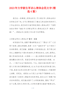 2023年大学新生军训心得体会范文字（精选4篇）