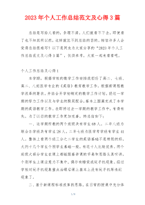 2023年个人工作总结范文及心得3篇