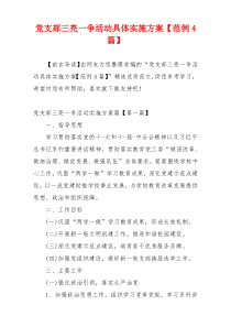 党支部三亮一争活动具体实施方案【范例4篇】