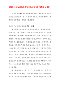 党组书记点评组织生活会范例（最新4篇）