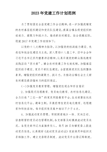 2023年党建工作计划范例