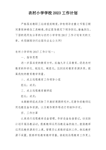 农村小学学校2023工作计划