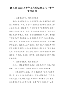 团县委2023上半年工作总结范文与下半年工作计划