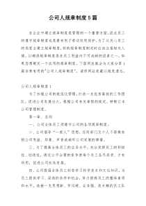 公司人规章制度5篇