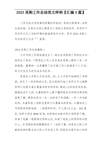 2023采购工作总结范文样例【汇编5篇】