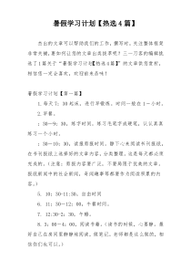 暑假学习计划【热选4篇】