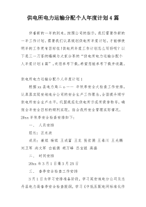 供电所电力运输分配个人年度计划4篇