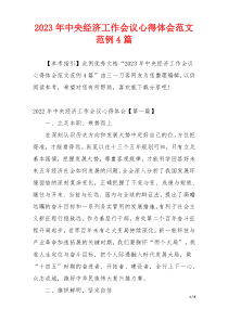 2023年中央经济工作会议心得体会范文范例4篇