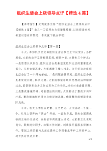 组织生活会上级领导点评【精选4篇】
